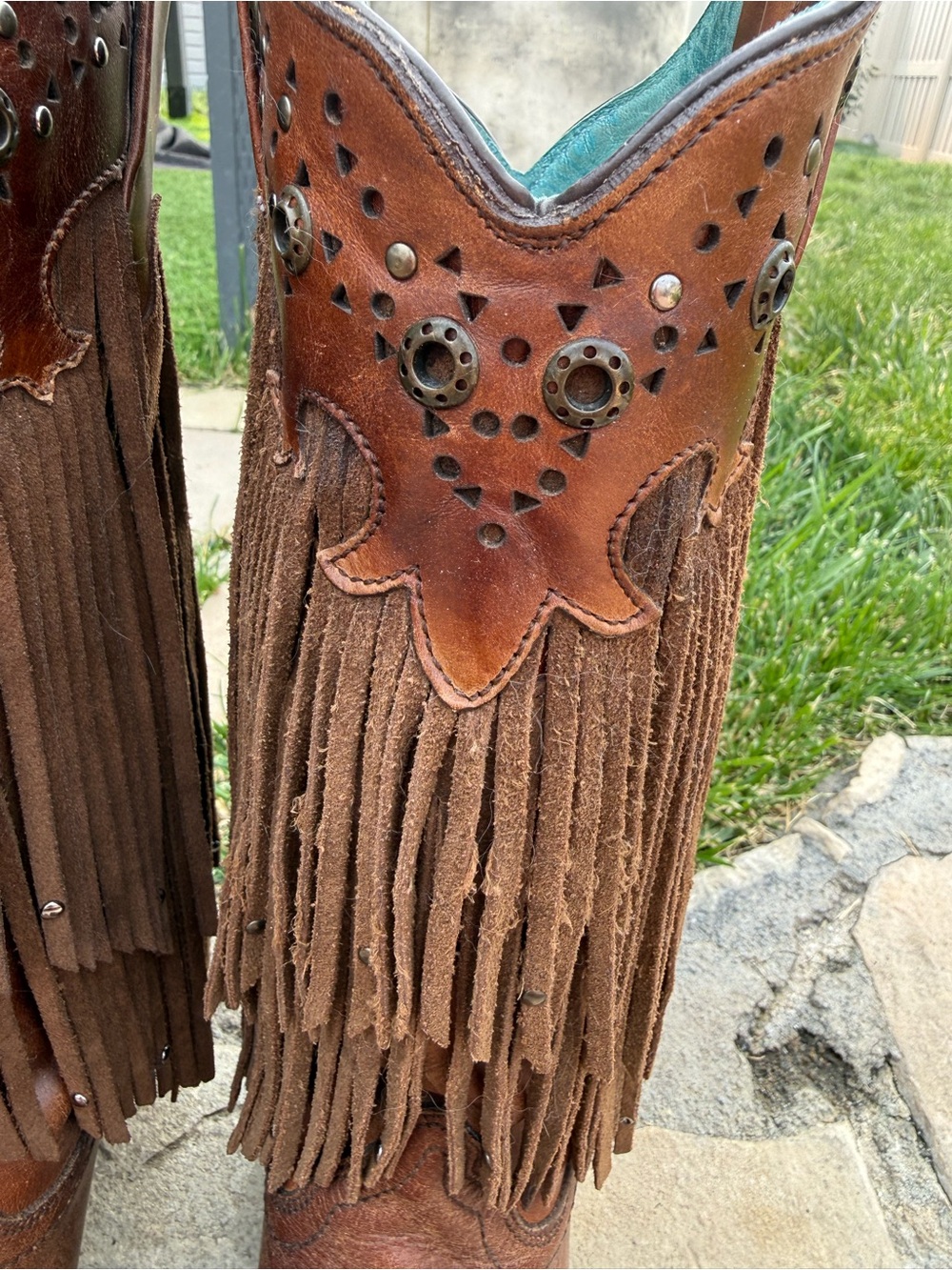 Corral Fringe Cowboy Boots. Women’s size 7. Brown Leather. Western Boho - Picture 5 of 12